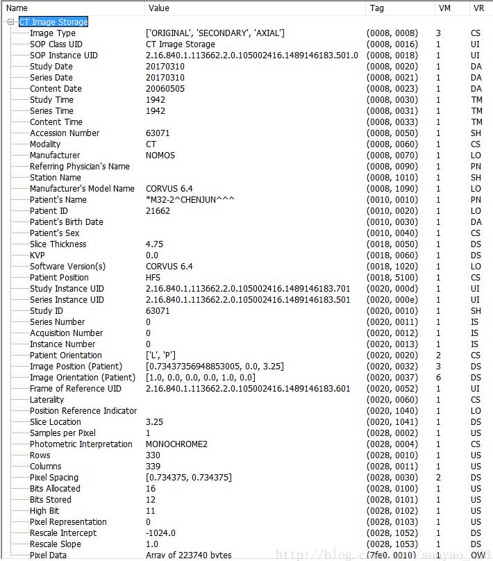 python 读取DICOM头文件的实例