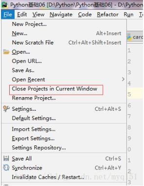 PyCharm导航区中打开多个Project关闭