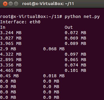 linux系统使用python监测网络接口获取网络的输入输出