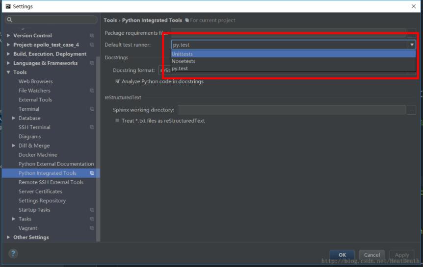 配置 Pycharm 默认 Test runner