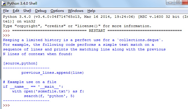 Python cookbook（数据结构与算法）保存最后N个元素的方法