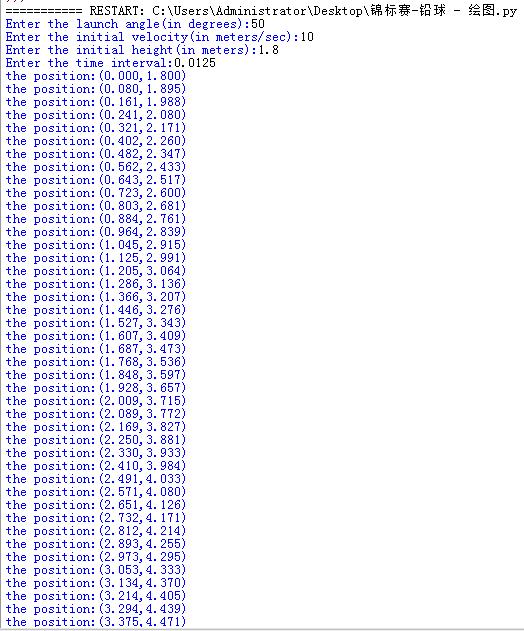 python绘制铅球的运行轨迹代码分享