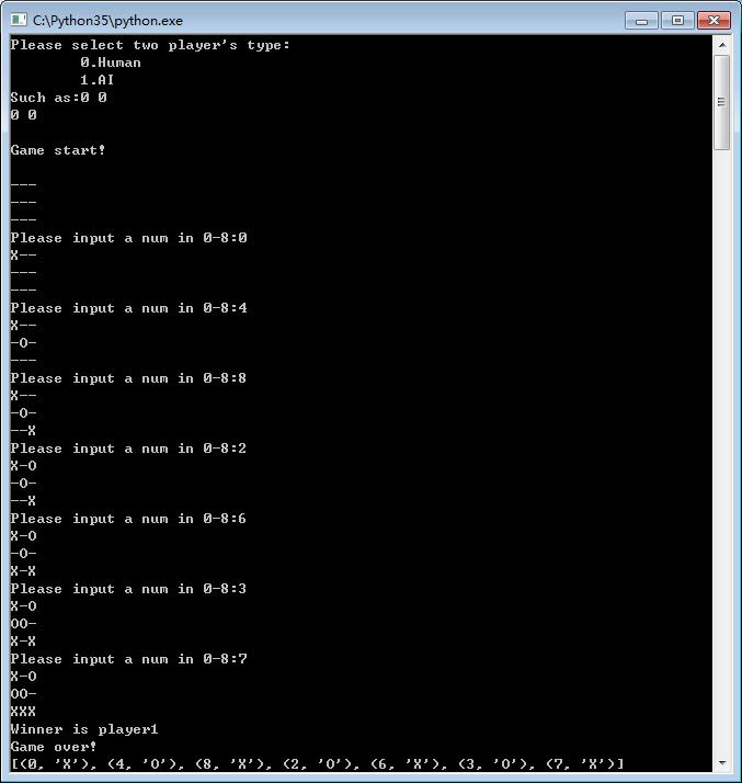 Python实现的井字棋（Tic Tac Toe）游戏示例