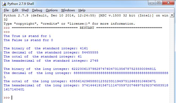 Python整型运算之布尔型、标准整型、长整型操作示例