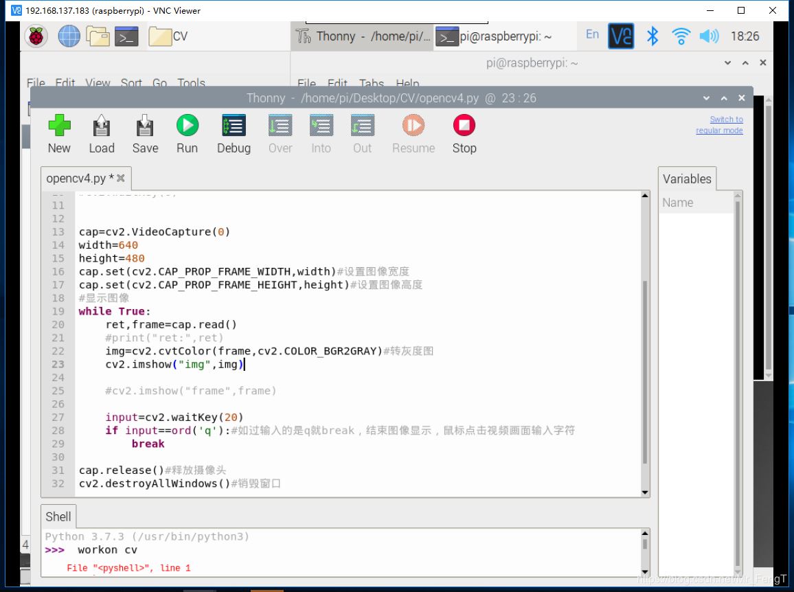 树莓派4B+opencv4+python 打开摄像头的实现方法